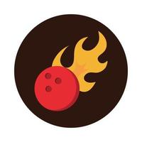 palla da bowling con fiamme semplici gioco sport ricreativo blocco icona piatta design vettore