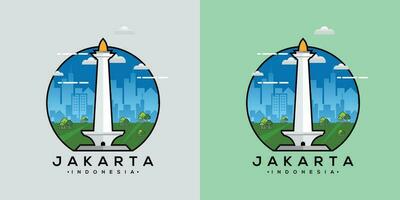 jakarta monas piatto vettore design illustrazione. nazionale monumento di Indonesia il punto di riferimento di jakarta città.