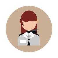 occupazione femminile hostess compagnie aeree blocco professionale e icona di stile piatto vettore