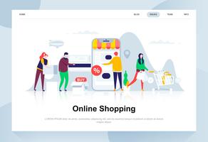 Shopping online moderno concetto di design piatto vettore