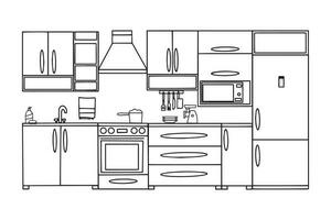 cucina con arredamento. moderno accogliente cucina interno. vettore