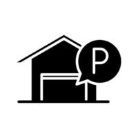 parcheggio garage segno gratuito trasporto silhouette stile icona design vettore