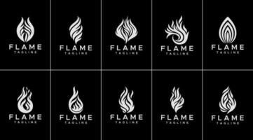 collezione di astratto fiamma gas logo design modello. semplice Fumo fuoco logo. vettore