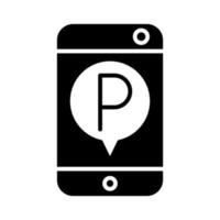 smartphone parcheggio trasporto app tecnologia silhouette stile icona design vettore