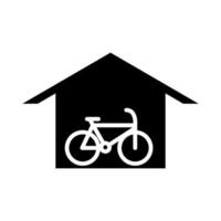 parcheggio bici all'interno del garage trasporto silhouette icona stile design vettore