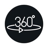 Blocco del tour virtuale con vista a 360 gradi e design dell'icona in stile linea vettore