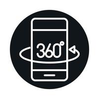 Blocco per smartphone con vista a 360 gradi e design dell'icona in stile linea vettore