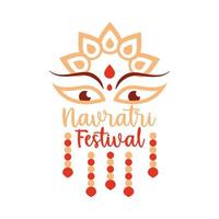 felice navratri celebrazione indiana dea durga cultura decorazione stile piatto icona vettore