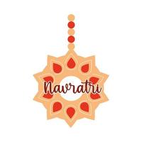 felice navratri celebrazione indiana ornamento floreale culturale e tradizionale icona di stile piatto vettore