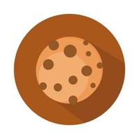 biscotto di pane con scaglie di cioccolato menu panetteria blocco di prodotti alimentari e icona piatta vettore