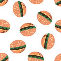 hamburger Hamburger scarabocchio senza soluzione di continuità modello vettore illustrazione