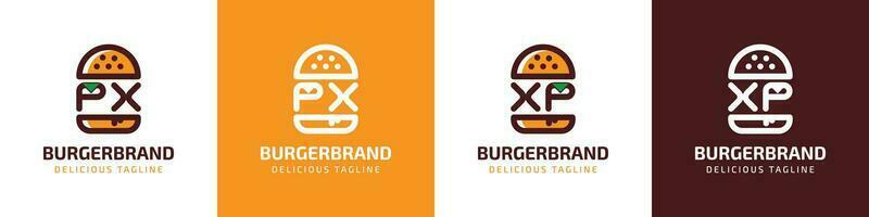 lettera px e xp hamburger logo, adatto per qualunque attività commerciale relazionato per hamburger con px o xp iniziali. vettore
