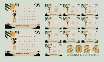 2024 calendario design con sfondo vettore