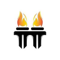 torcia logo, fuoco disegno, lettera logo, Prodotto marca icona vettore