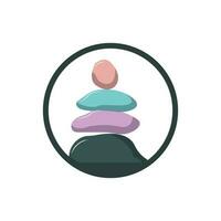 pietra logo, vettore zen meditazione pietra equilibrio la tranquillità, yoga minimalista semplice disegno, silhouette illustrazione