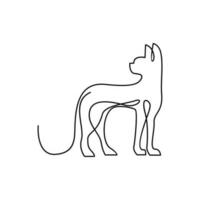 gatto singolo linea logo icona design illustrazione vettore