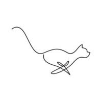 gatto singolo linea logo icona design illustrazione vettore