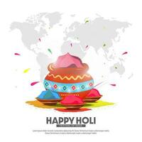 contento holi. India colorato Festival celebrazione con carta geografica sfondi. vettore