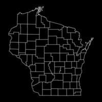 Wisconsin stato carta geografica con contee. vettore illustrazione.