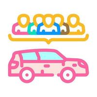 carpooling ambientale colore icona vettore illustrazione