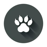 zampa Stampa icona vettore illustrazione. cane, gatto, orso zampa simbolo piatto pittogramma con lungo ombra.