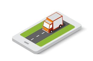 consegna online trasporto trasporto di città isometrica vettore