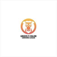 grizzly testa logo design pendenza colore vettore