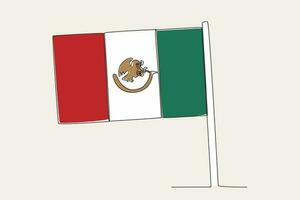 colorato illustrazione di il messicano bandiera volante al di sopra di un' polo vettore