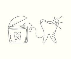 dentale filo interdentale, dentale cura. dentale cura. odontoiatria. scarabocchio stile. vettore illustrazione, sfondo isolato.