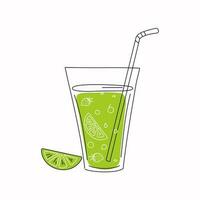 bicchiere con frutta bere. agrume bere, lime, Limone. estate freche. vettore illustrazione, sfondo isolato.