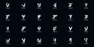 collezione pieno impostato astratto lettera y monogramma logo design vettore