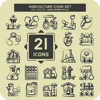 icona impostato agricoltura. relazionato per formazione scolastica simbolo. mano disegnato stile. semplice design modificabile. semplice illustrazione vettore