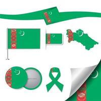 bandiera turkmenistan con elementi vettore