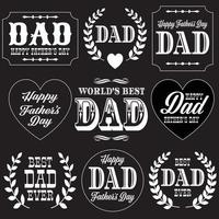grafica festa del papà con stemmi e cartelli in bianco e nero vettore