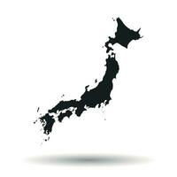 Giappone carta geografica icona. piatto vettore illustrazione. Giappone cartello simbolo con ombra su bianca sfondo.