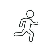 in esecuzione persone cartello icona nel piatto stile. correre silhouette vettore illustrazione su bianca isolato sfondo. movimento jogging attività commerciale concetto.