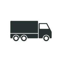 consegna camion cartello icona nel piatto stile. furgone vettore illustrazione su bianca isolato sfondo. carico auto attività commerciale concetto.