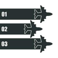 aereo volo Infografica icona nel piatto stile. aereo viaggio bandiera vettore illustrazione su bianca isolato sfondo. linea aerea attività commerciale concetto.