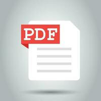 PDF documento Nota icona nel piatto stile. carta foglio vettore illustrazione su bianca sfondo. bloc notes documento attività commerciale concetto.
