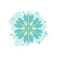 fiocco di neve icona nel comico stile. neve fiocco inverno vettore cartone animato illustrazione pittogramma. Natale nevicata ornamento attività commerciale concetto spruzzo effetto.