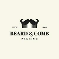 barba e pettine logo design concetto vettore illustrazione simbolo icona