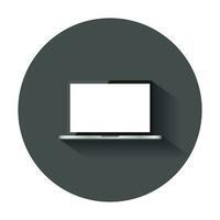 il computer portatile con bianca schermo piatto icona. computer realistico vettore illustrazione con lungo ombra.