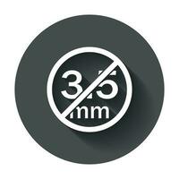 Audio Jack 3,5 mm nel bandire cartello. icona vettore illustrazione con lungo ombra.