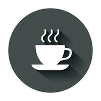 caffè, tè tazza icona nel piatto stile. caffè boccale vettore illustrazione con lungo ombra. bevanda attività commerciale concetto.