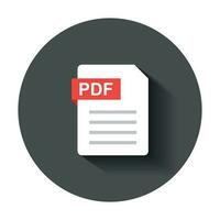 PDF documento Nota icona nel piatto stile. carta foglio vettore illustrazione con lungo ombra. PDF bloc notes documento attività commerciale concetto.