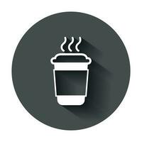 caffè, tè tazza icona nel piatto stile. caffè boccale vettore illustrazione con lungo ombra. bevanda attività commerciale concetto.