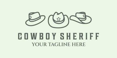 sceriffo cowboy linea arte simbolo logo design minimalista illustrazione cappello creativo vettore