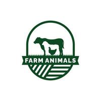 azienda agricola animali logo design vettore. bestiame logo vettore