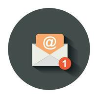 posta Busta icona nel piatto stile. e-mail Messaggio vettore illustrazione con lungo ombra. cassetta postale e-mail attività commerciale concetto.