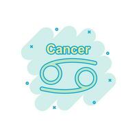 vettore cartone animato cancro zodiaco icona nel comico stile. astrologia cartello illustrazione pittogramma. cancro oroscopo attività commerciale spruzzo effetto concetto.